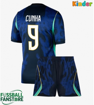 Brasilien Matheus Cunha #9 Replik Auswärtstrikot Kinder WM 2026 Kurzarm (+ Kurze Hosen)